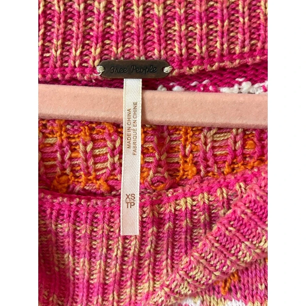 Free People Rabbit‎ Fair Isle Knit Sweater Pink & Orange Size XS